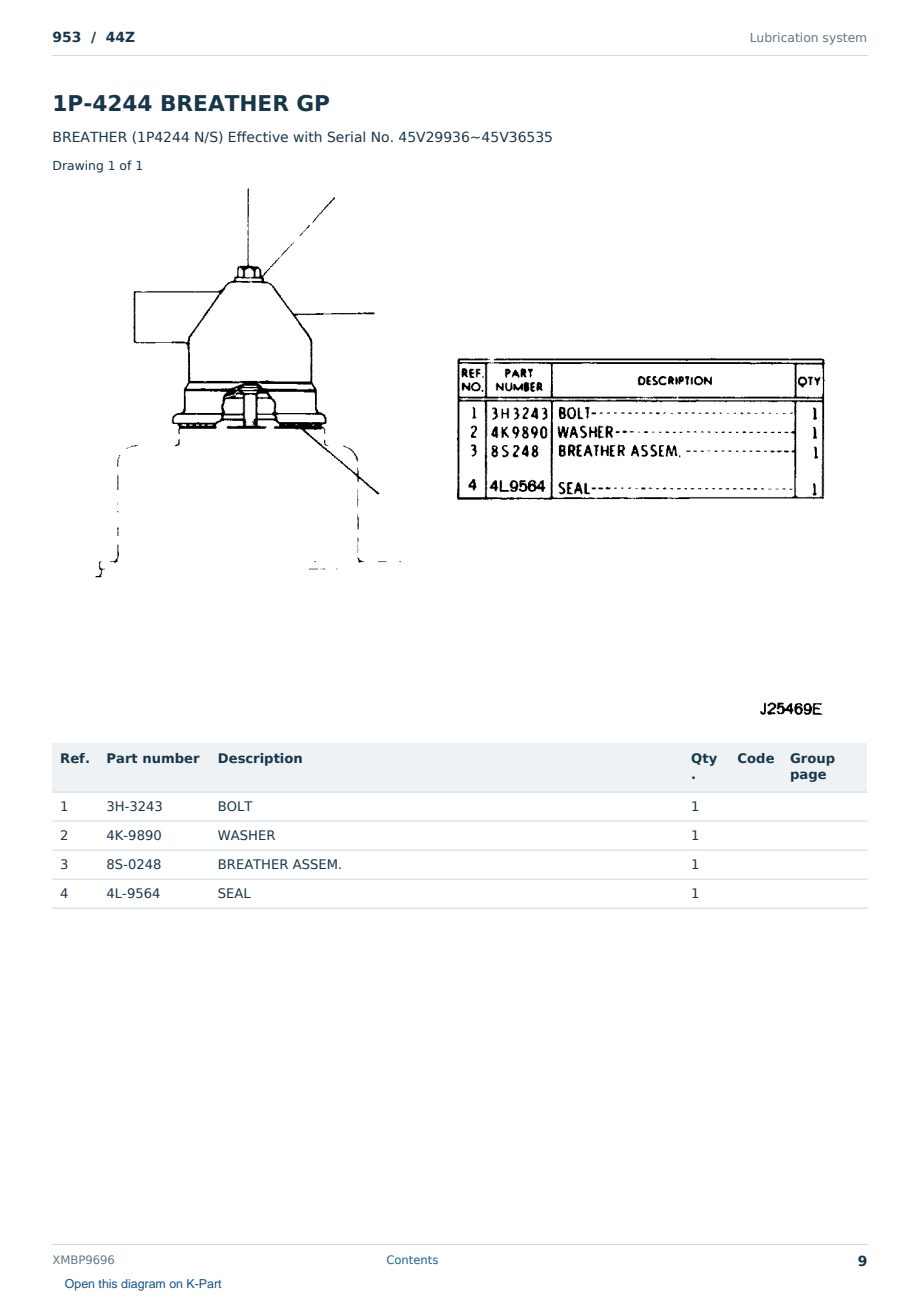 Caterpillar 953 S/N 44Z Partsbook XMBP9696 (English) - sample page 9 of 10 Caterpillar 953 S/N 44Z Partsbook XMBP9696 (English) - sample page 9 of 10