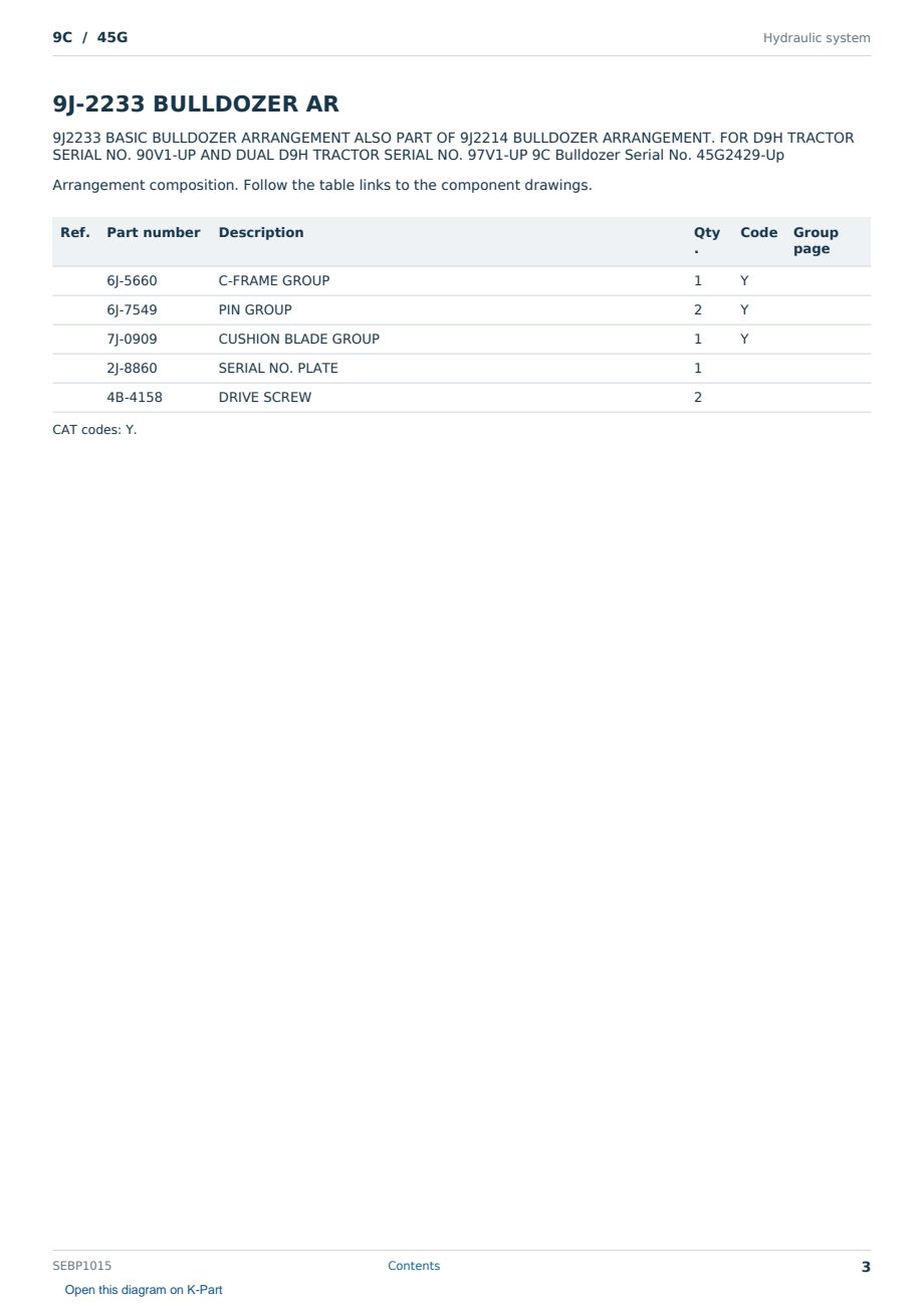Caterpillar 9C S/N 45G Partsbook SEBP1015 (English) - sample page 3 of 10 Caterpillar 9C S/N 45G Partsbook SEBP1015 (English) - sample page 3 of 10