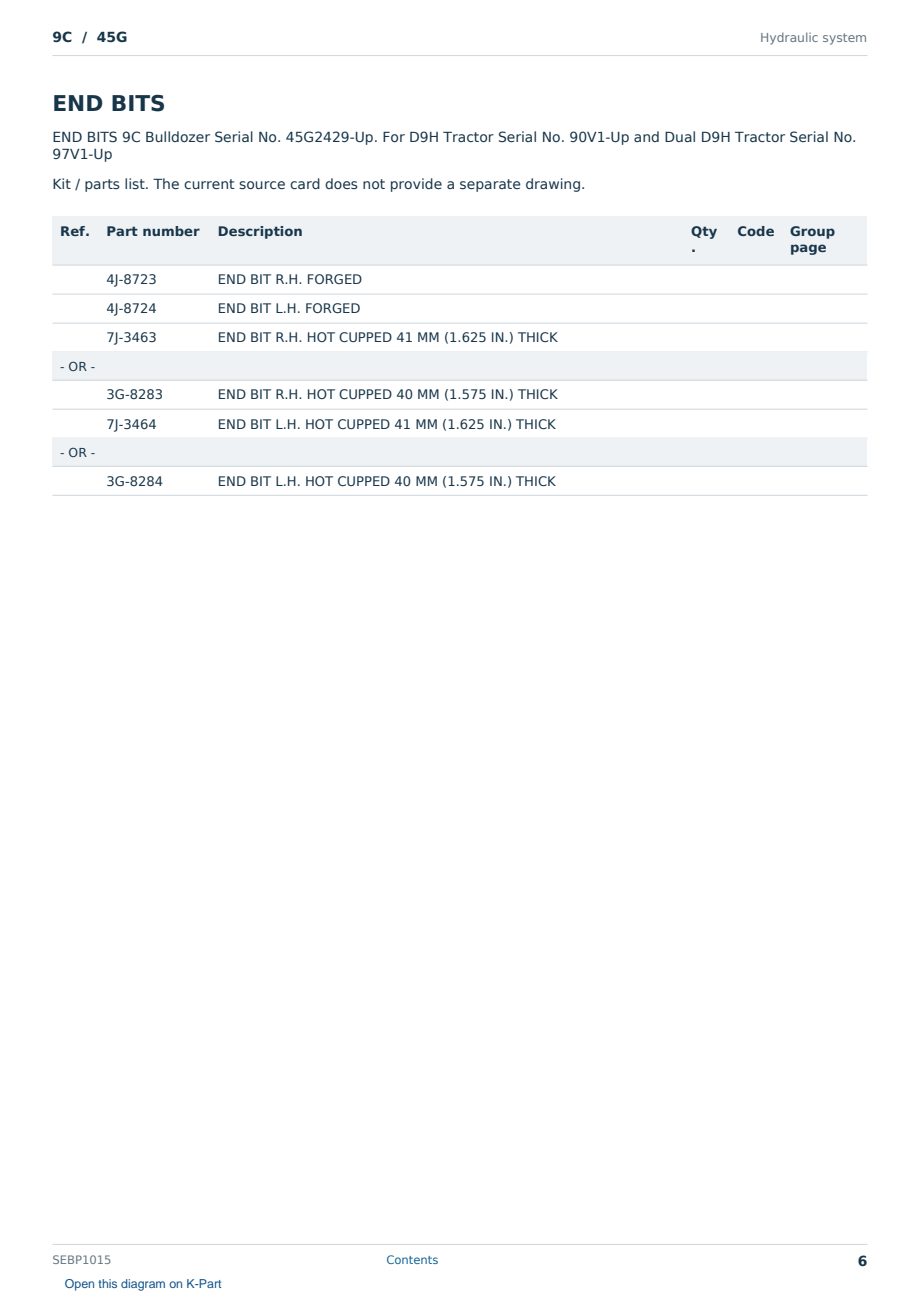 Caterpillar 9C S/N 45G Partsbook SEBP1015 (English) - sample page 6 of 10 Caterpillar 9C S/N 45G Partsbook SEBP1015 (English) - sample page 6 of 10