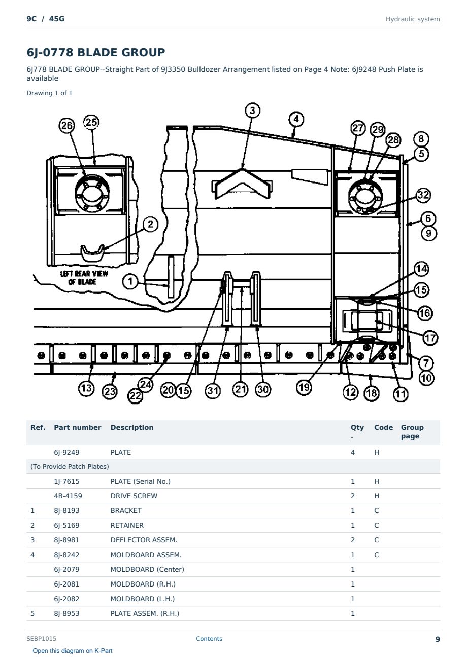Caterpillar 9C S/N 45G Partsbook SEBP1015 (English) - sample page 9 of 10 Caterpillar 9C S/N 45G Partsbook SEBP1015 (English) - sample page 9 of 10