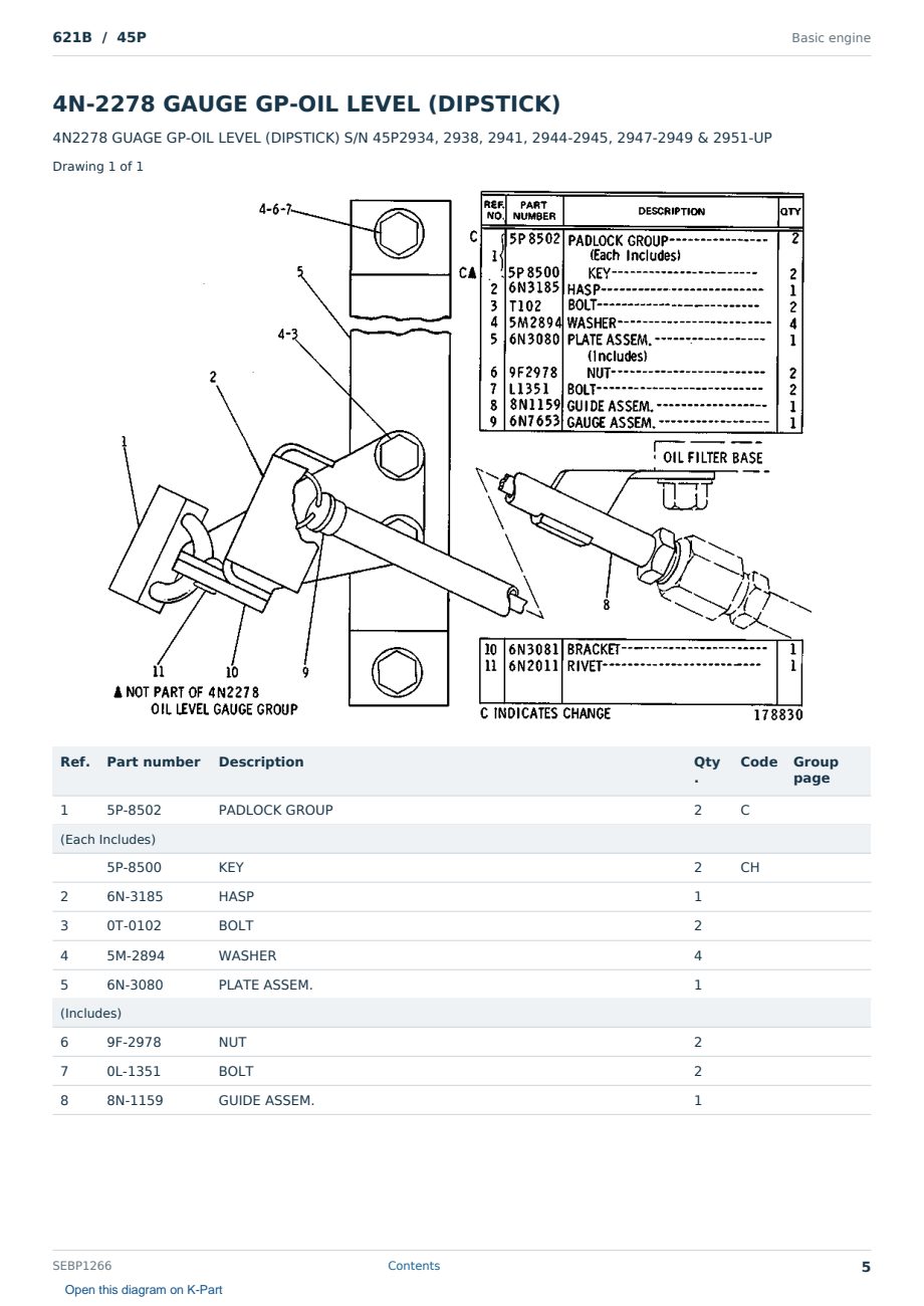 Caterpillar 621B S/N 45P Partsbook SEBP1266 (English) - sample page 5 of 10 Caterpillar 621B S/N 45P Partsbook SEBP1266 (English) - sample page 5 of 10