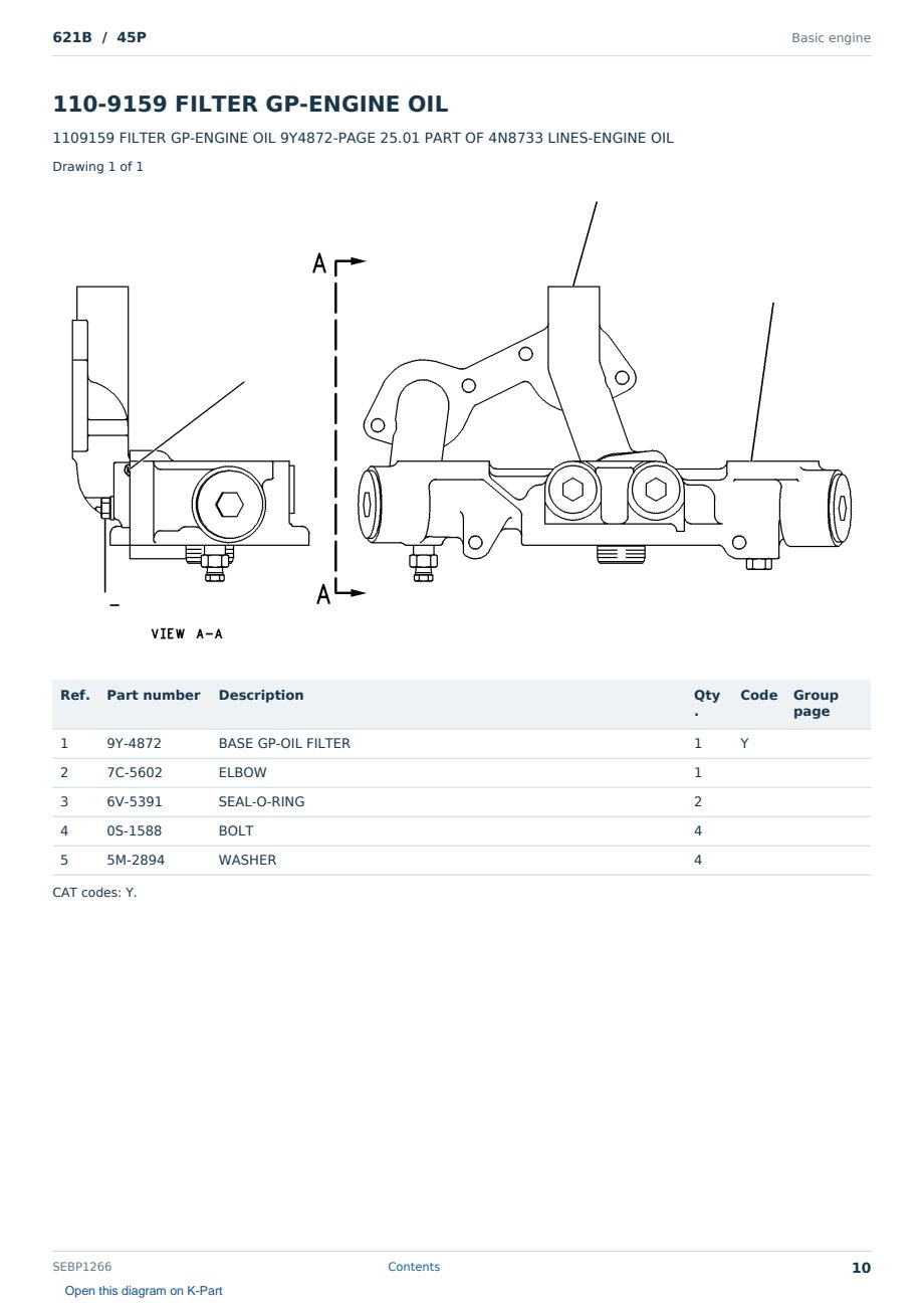 Caterpillar 621B S/N 45P Partsbook SEBP1266 (English) - sample page 10 of 10 Caterpillar 621B S/N 45P Partsbook SEBP1266 (English) - sample page 10 of 10
