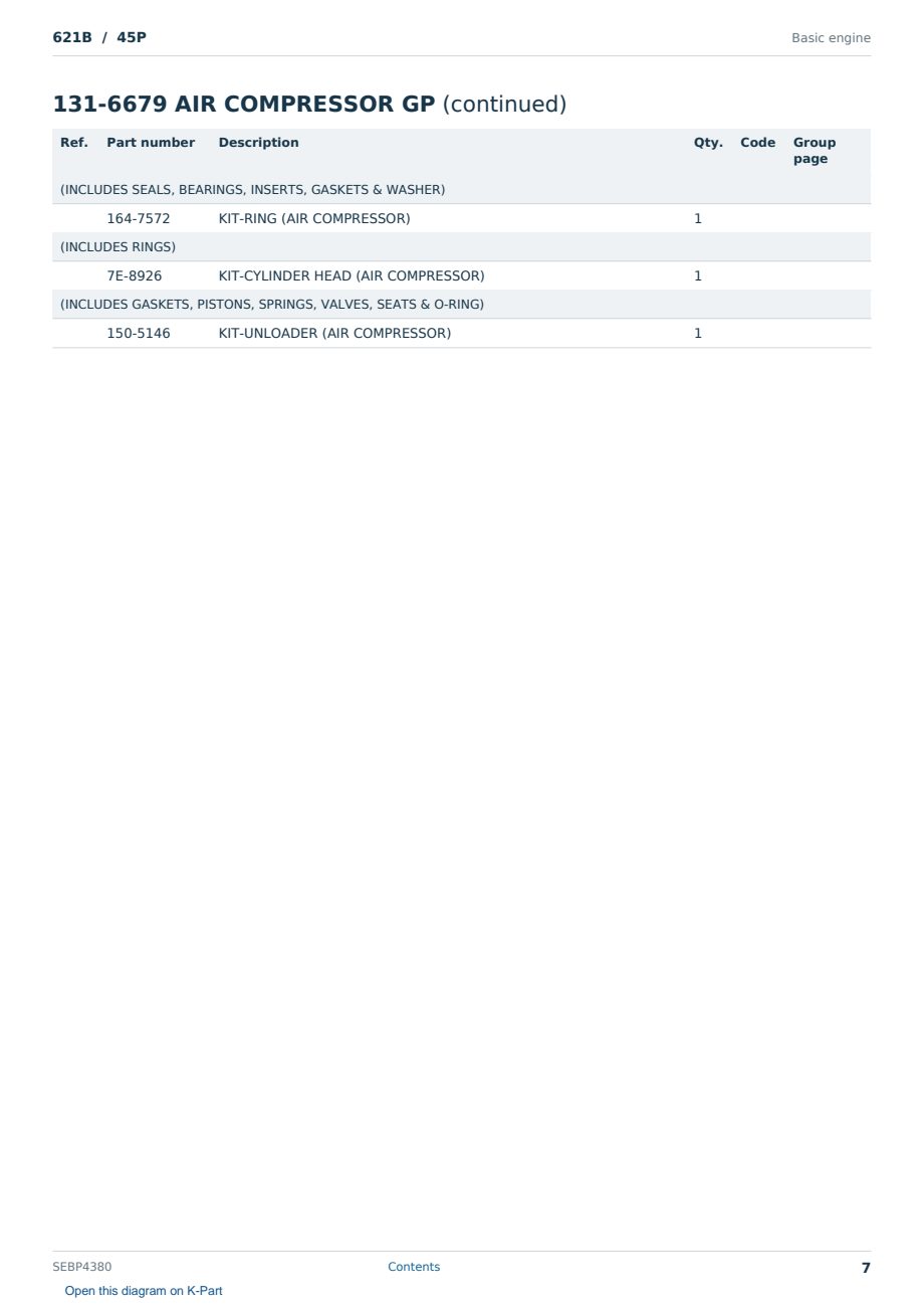 Caterpillar 621B S/N 45P Partsbook SEBP4380 (English) - sample page 7 of 10 Caterpillar 621B S/N 45P Partsbook SEBP4380 (English) - sample page 7 of 10