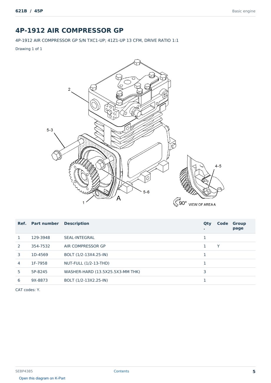 Caterpillar 621B S/N 45P Partsbook SEBP4385 (English) - sample page 5 of 10 Caterpillar 621B S/N 45P Partsbook SEBP4385 (English) - sample page 5 of 10