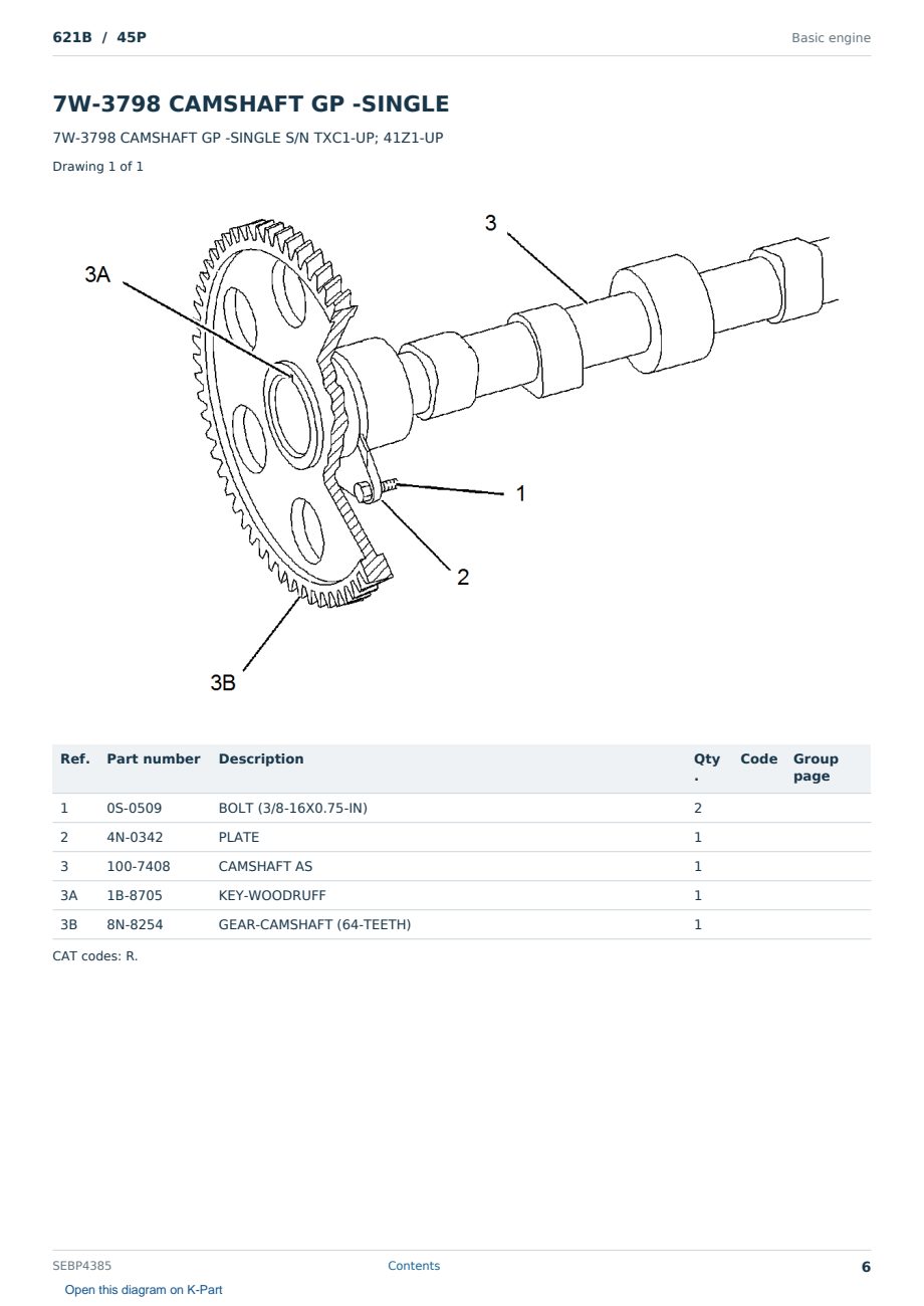 Caterpillar 621B S/N 45P Partsbook SEBP4385 (English) - sample page 6 of 10 Caterpillar 621B S/N 45P Partsbook SEBP4385 (English) - sample page 6 of 10