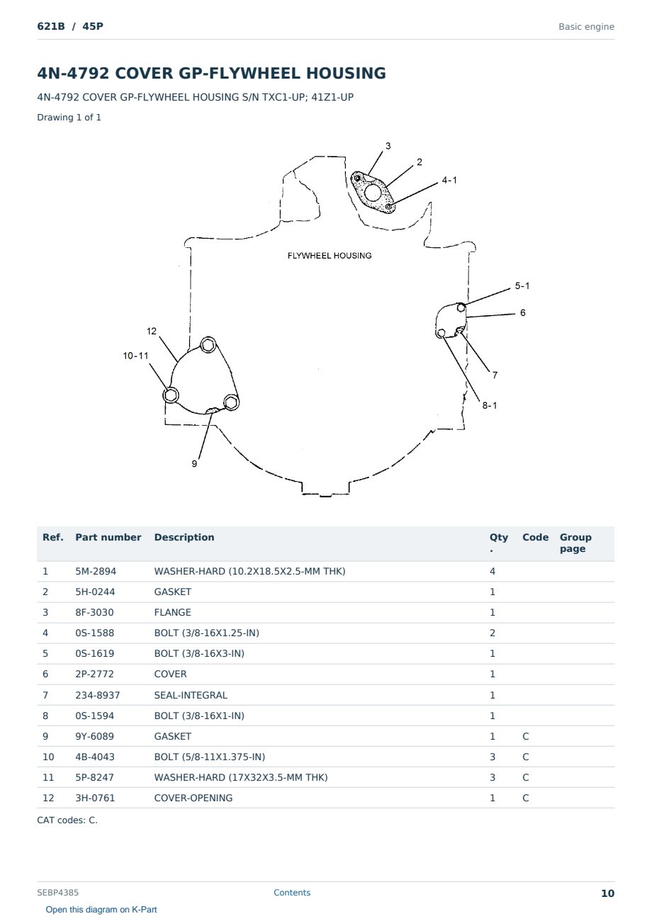 Caterpillar 621B S/N 45P Partsbook SEBP4385 (English) - sample page 10 of 10 Caterpillar 621B S/N 45P Partsbook SEBP4385 (English) - sample page 10 of 10
