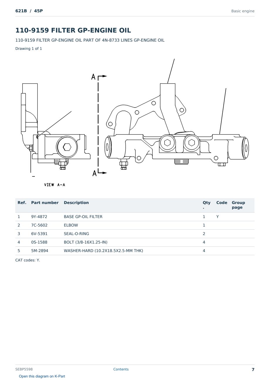 Caterpillar 621B S/N 45P Partsbook SEBP5598 (English) - sample page 7 of 10 Caterpillar 621B S/N 45P Partsbook SEBP5598 (English) - sample page 7 of 10