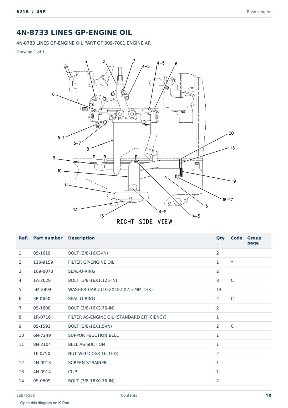 Caterpillar 621B S/N 45P Partsbook SEBP5598 (English) - sample page 10 of 10 Caterpillar 621B S/N 45P Partsbook SEBP5598 (English) - sample page 10 of 10