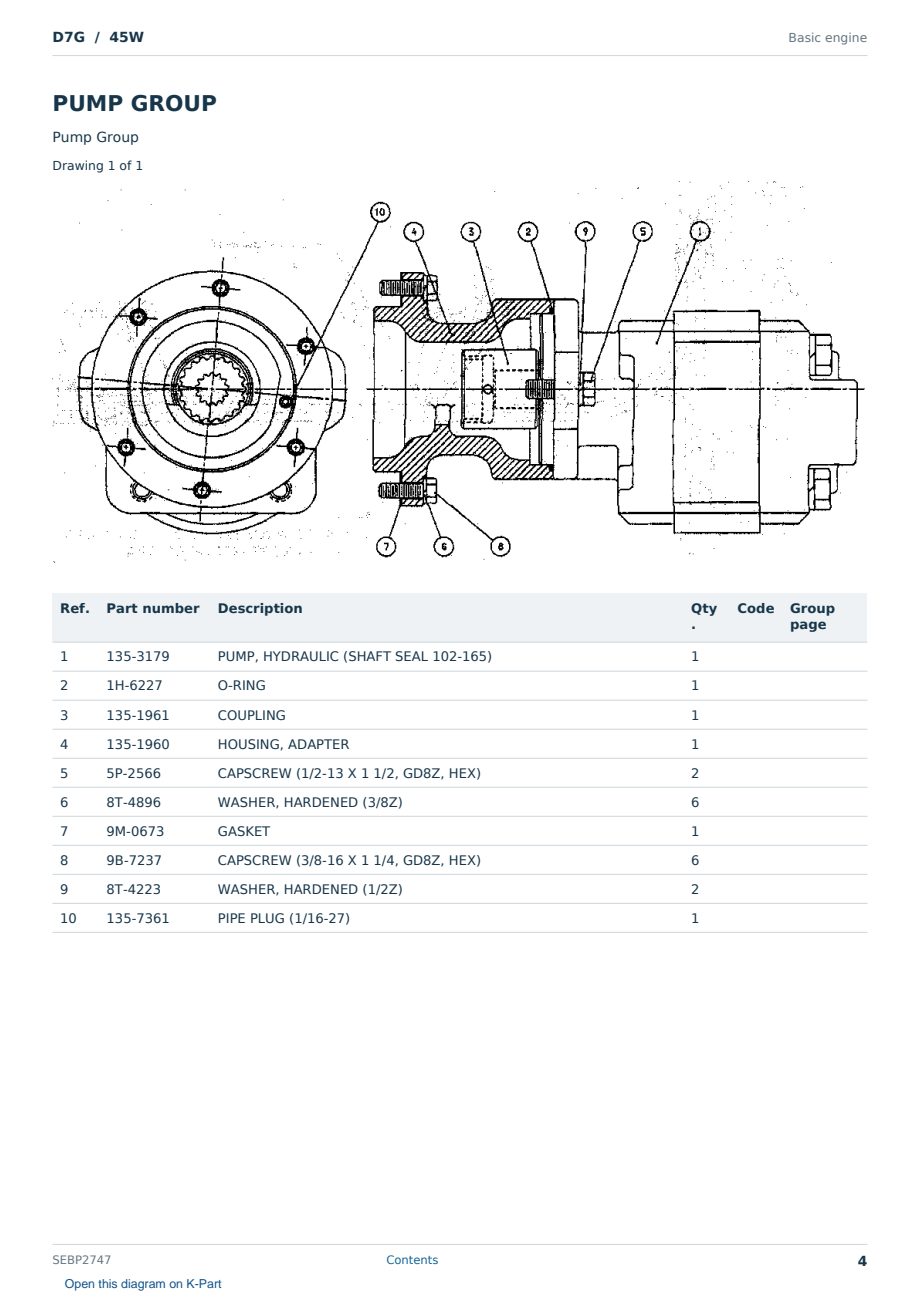 Caterpillar D7G S/N 45W Partsbook SEBP2747 (English) - sample page 4 of 10 Caterpillar D7G S/N 45W Partsbook SEBP2747 (English) - sample page 4 of 10