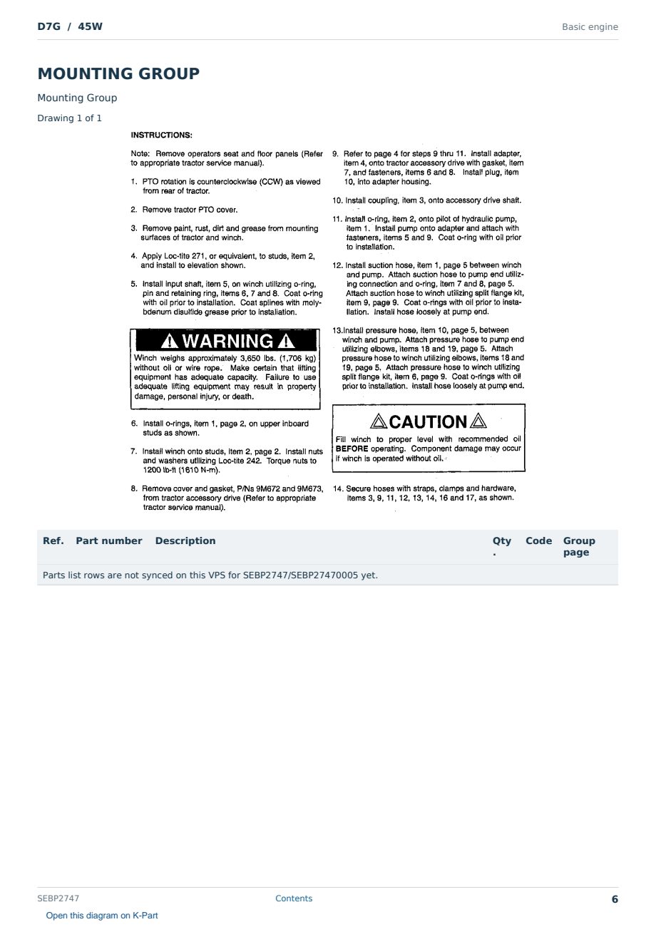 Caterpillar D7G S/N 45W Partsbook SEBP2747 (English) - sample page 6 of 10 Caterpillar D7G S/N 45W Partsbook SEBP2747 (English) - sample page 6 of 10