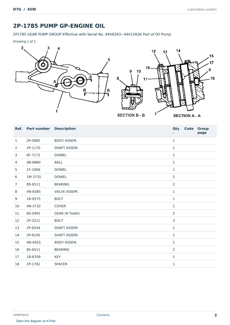 Caterpillar D7G S/N 45W Partsbook XMBP9603 (English) - sample page 3 of 10 Caterpillar D7G S/N 45W Partsbook XMBP9603 (English) - sample page 3 of 10