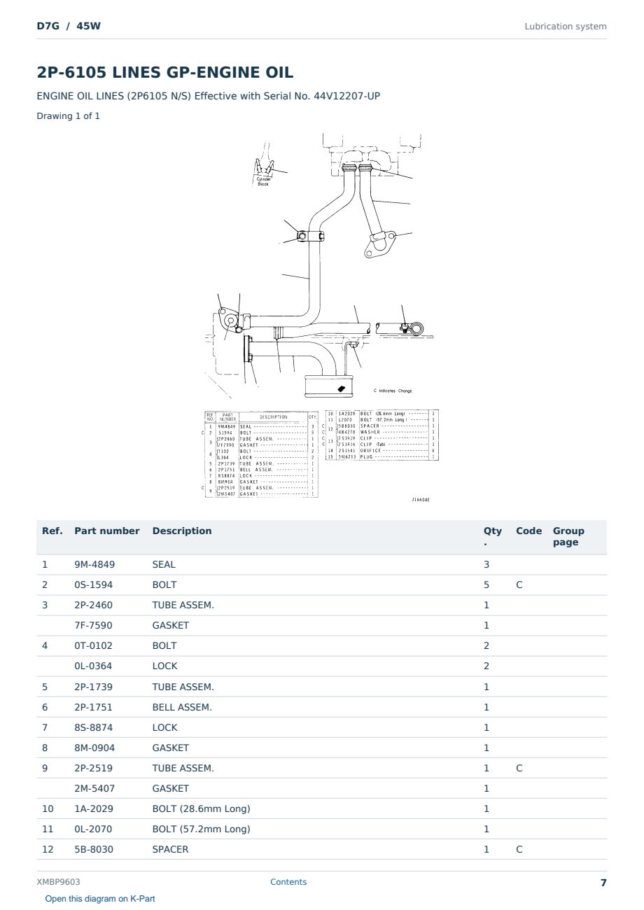 Caterpillar D7G S/N 45W Partsbook XMBP9603 (English) - sample page 7 of 10 Caterpillar D7G S/N 45W Partsbook XMBP9603 (English) - sample page 7 of 10