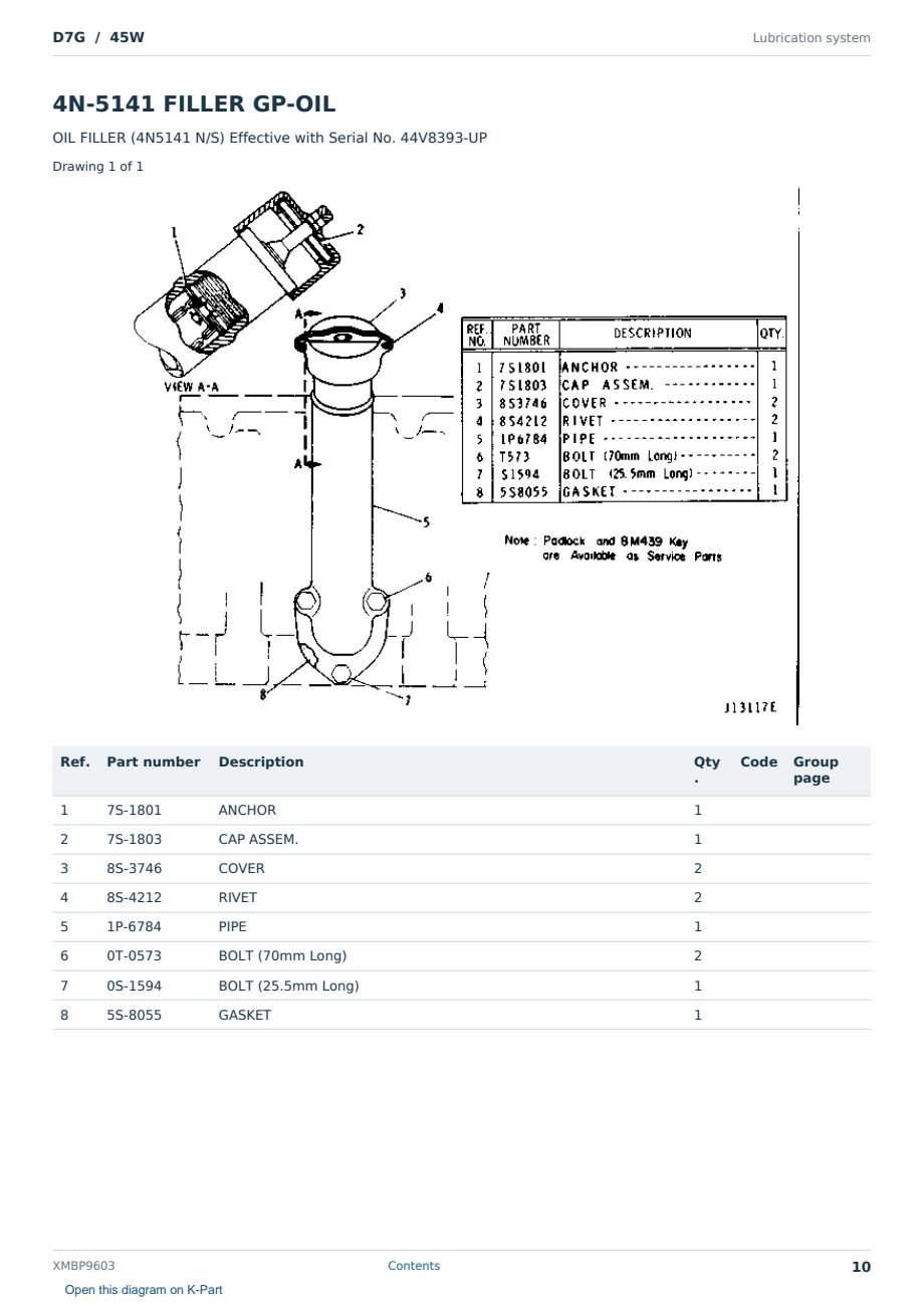 Caterpillar D7G S/N 45W Partsbook XMBP9603 (English) - sample page 10 of 10 Caterpillar D7G S/N 45W Partsbook XMBP9603 (English) - sample page 10 of 10