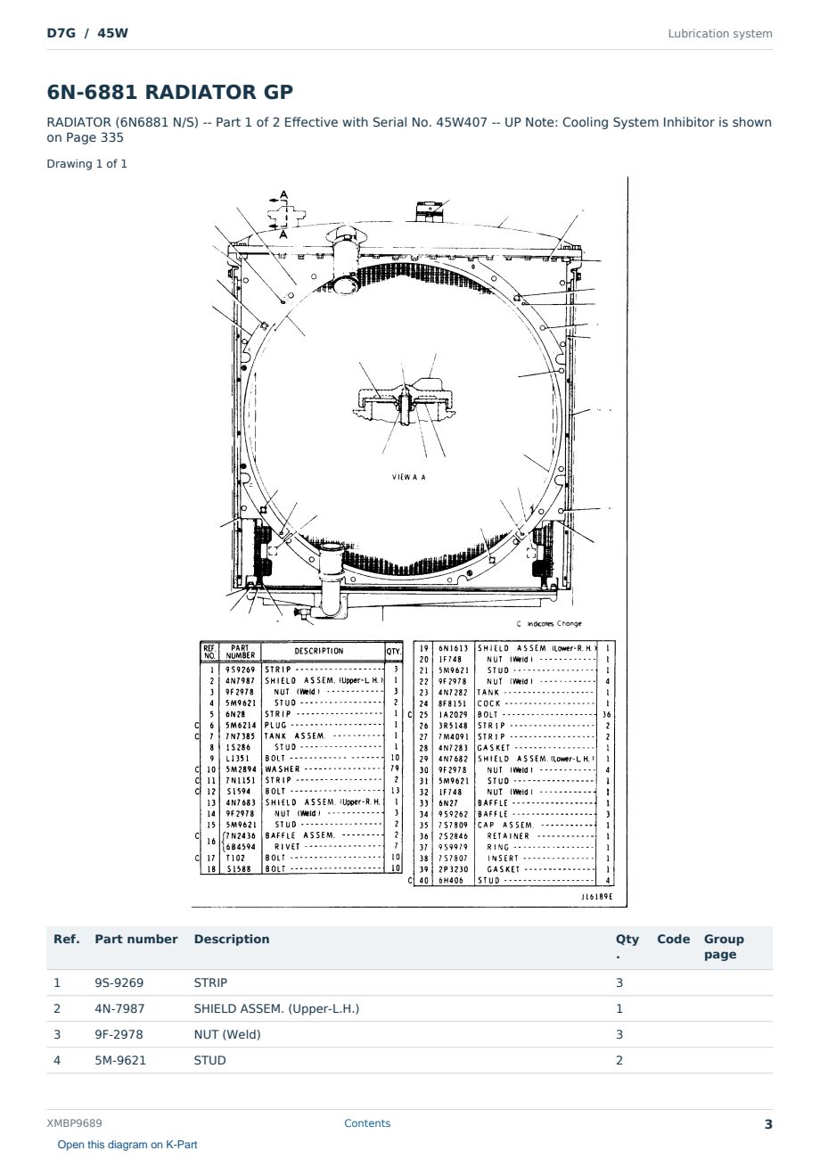 Caterpillar D7G S/N 45W Partsbook XMBP9689 (English) - sample page 3 of 10 Caterpillar D7G S/N 45W Partsbook XMBP9689 (English) - sample page 3 of 10