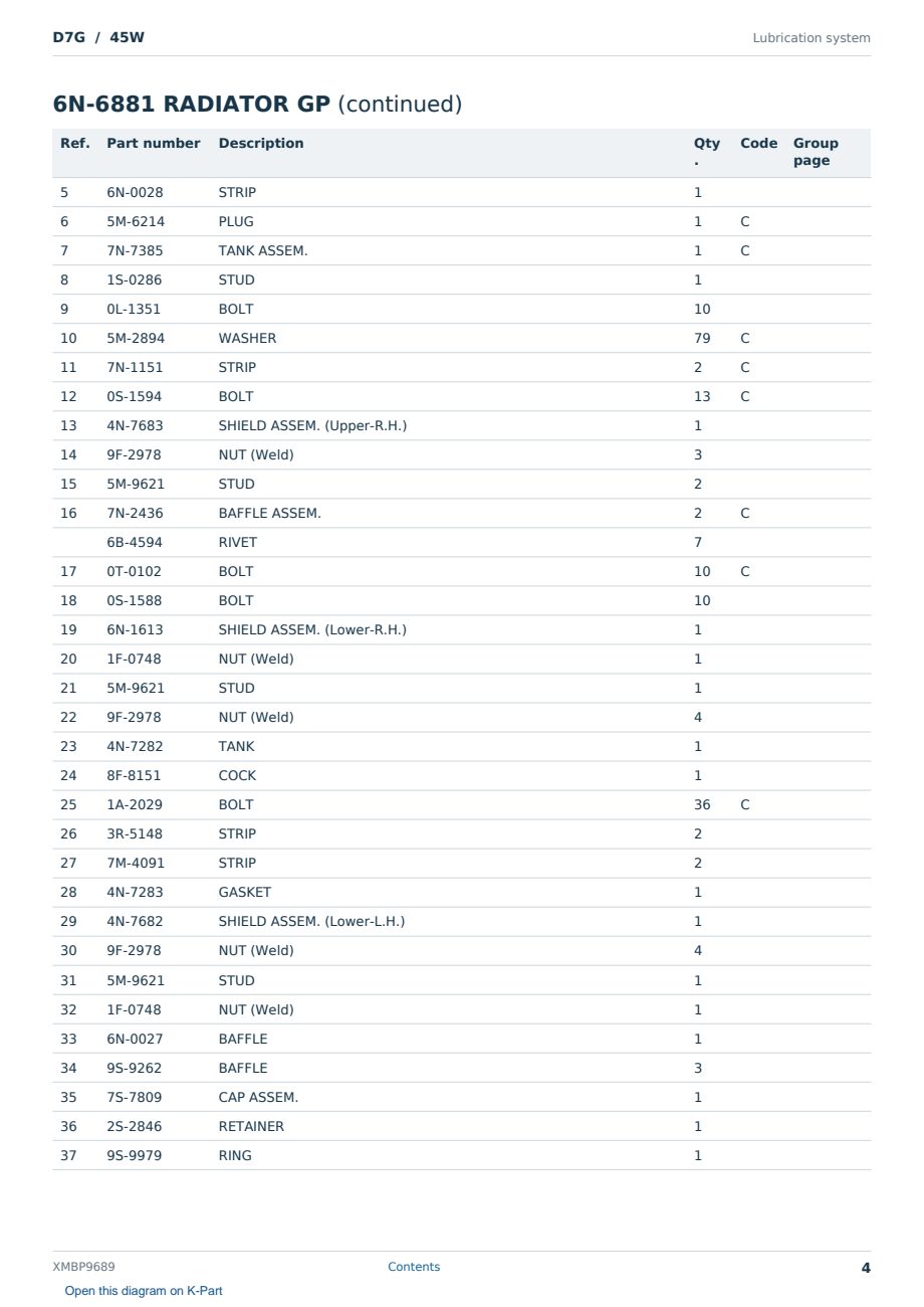 Caterpillar D7G S/N 45W Partsbook XMBP9689 (English) - sample page 4 of 10 Caterpillar D7G S/N 45W Partsbook XMBP9689 (English) - sample page 4 of 10