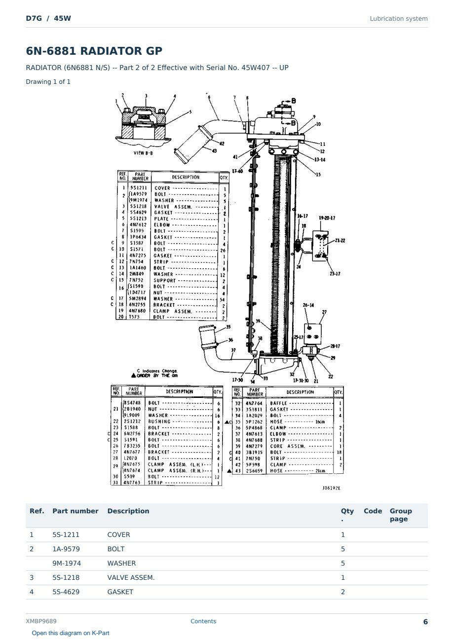 Caterpillar D7G S/N 45W Partsbook XMBP9689 (English) - sample page 6 of 10 Caterpillar D7G S/N 45W Partsbook XMBP9689 (English) - sample page 6 of 10