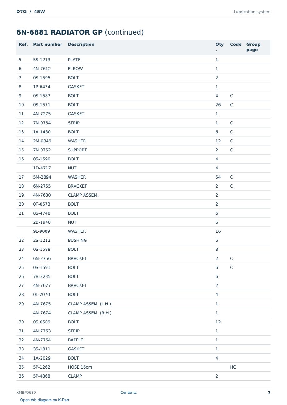Caterpillar D7G S/N 45W Partsbook XMBP9689 (English) - sample page 7 of 10 Caterpillar D7G S/N 45W Partsbook XMBP9689 (English) - sample page 7 of 10
