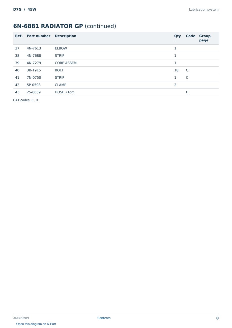 Caterpillar D7G S/N 45W Partsbook XMBP9689 (English) - sample page 8 of 10 Caterpillar D7G S/N 45W Partsbook XMBP9689 (English) - sample page 8 of 10