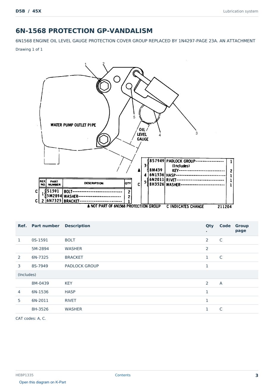 Caterpillar D5B S/N 45X Partsbook HEBP1335 (English) - sample page 3 of 10 Caterpillar D5B S/N 45X Partsbook HEBP1335 (English) - sample page 3 of 10