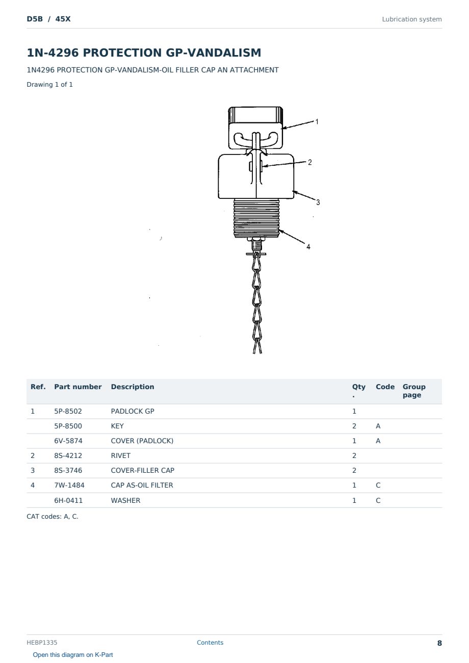 Caterpillar D5B S/N 45X Partsbook HEBP1335 (English) - sample page 8 of 10 Caterpillar D5B S/N 45X Partsbook HEBP1335 (English) - sample page 8 of 10