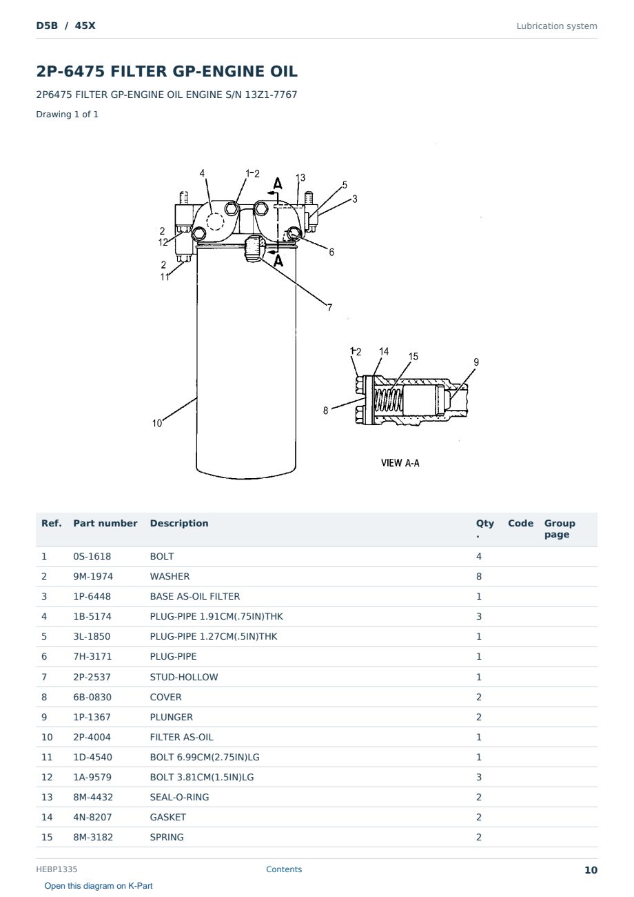 Caterpillar D5B S/N 45X Partsbook HEBP1335 (English) - sample page 10 of 10 Caterpillar D5B S/N 45X Partsbook HEBP1335 (English) - sample page 10 of 10