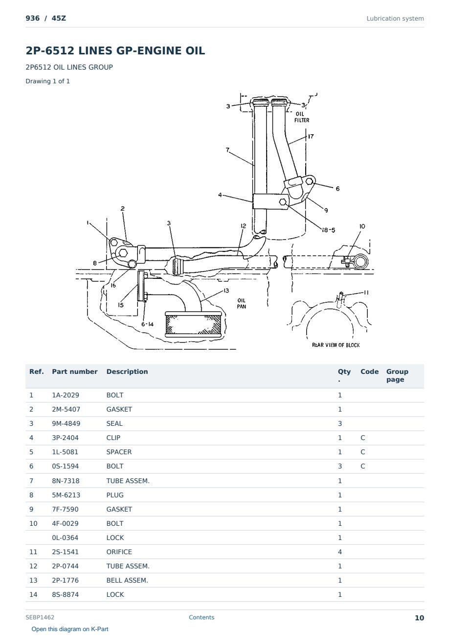 Caterpillar 936 S/N 45Z Partsbook SEBP1462 (English) - sample page 10 of 10 Caterpillar 936 S/N 45Z Partsbook SEBP1462 (English) - sample page 10 of 10