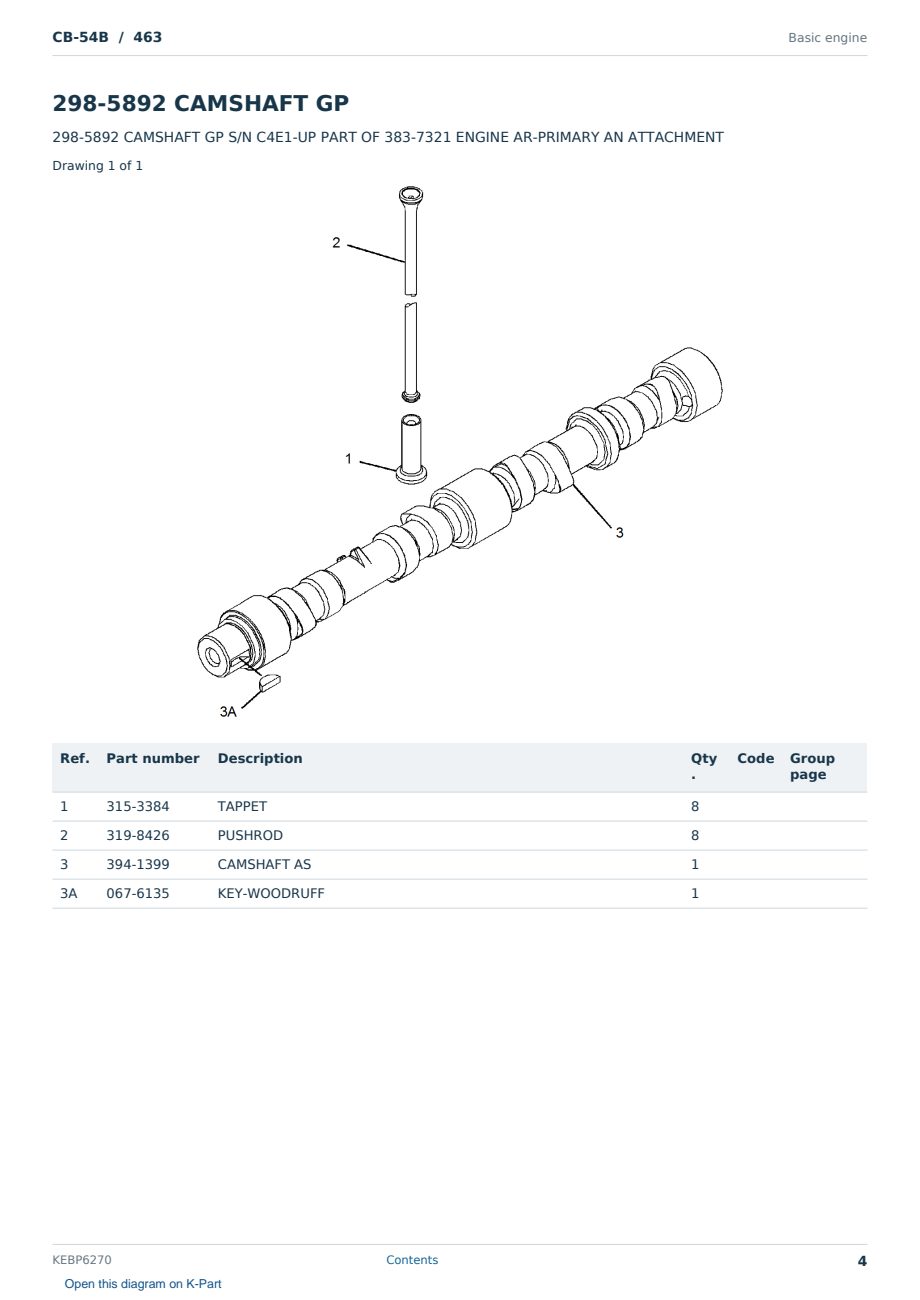 Caterpillar CB-54B S/N 463 Partsbook KEBP6270 (English) - sample page 4 of 10 Caterpillar CB-54B S/N 463 Partsbook KEBP6270 (English) - sample page 4 of 10
