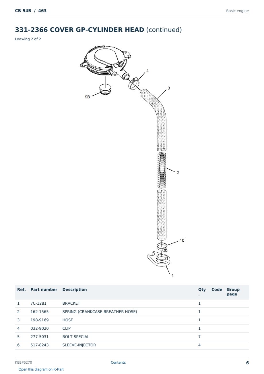 Caterpillar CB-54B S/N 463 Partsbook KEBP6270 (English) - sample page 6 of 10 Caterpillar CB-54B S/N 463 Partsbook KEBP6270 (English) - sample page 6 of 10