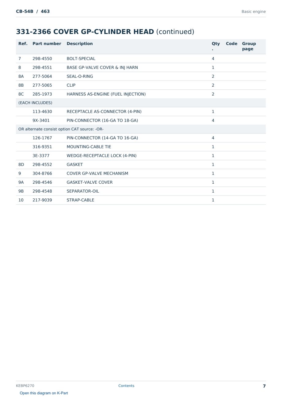 Caterpillar CB-54B S/N 463 Partsbook KEBP6270 (English) - sample page 7 of 10 Caterpillar CB-54B S/N 463 Partsbook KEBP6270 (English) - sample page 7 of 10