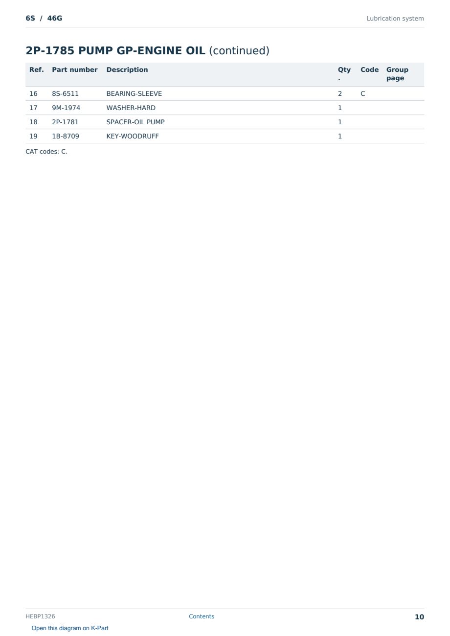 Caterpillar 6S S/N 46G Partsbook HEBP1326 (English) - sample page 10 of 10 Caterpillar 6S S/N 46G Partsbook HEBP1326 (English) - sample page 10 of 10