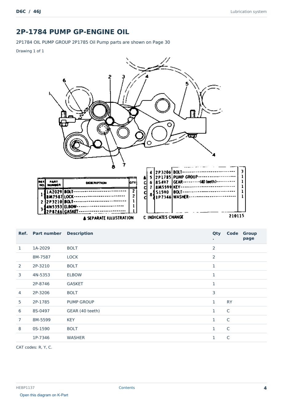 Caterpillar D6C S/N 46J Partsbook HEBP1137 (English) - sample page 4 of 10 Caterpillar D6C S/N 46J Partsbook HEBP1137 (English) - sample page 4 of 10