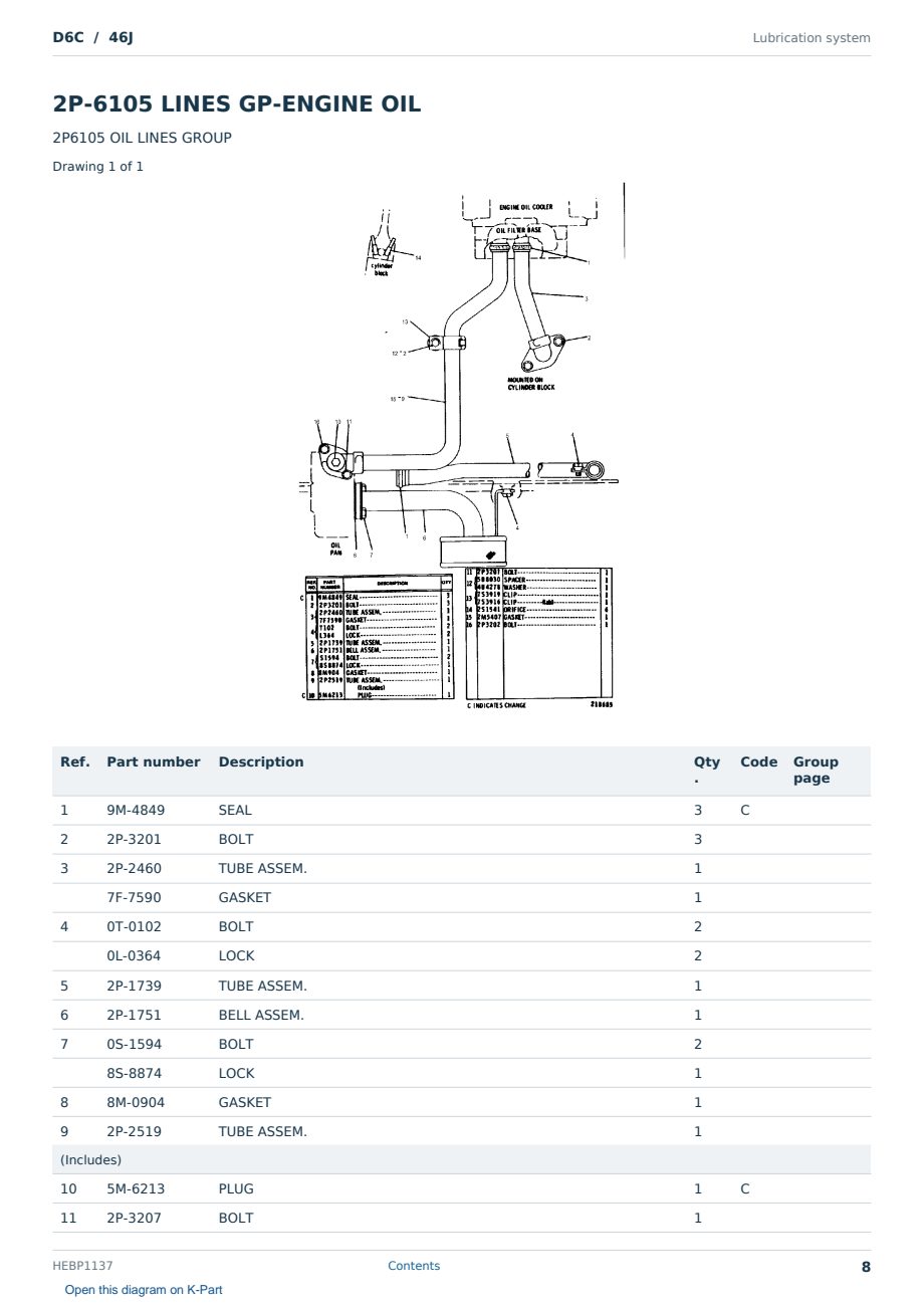 Caterpillar D6C S/N 46J Partsbook HEBP1137 (English) - sample page 8 of 10 Caterpillar D6C S/N 46J Partsbook HEBP1137 (English) - sample page 8 of 10