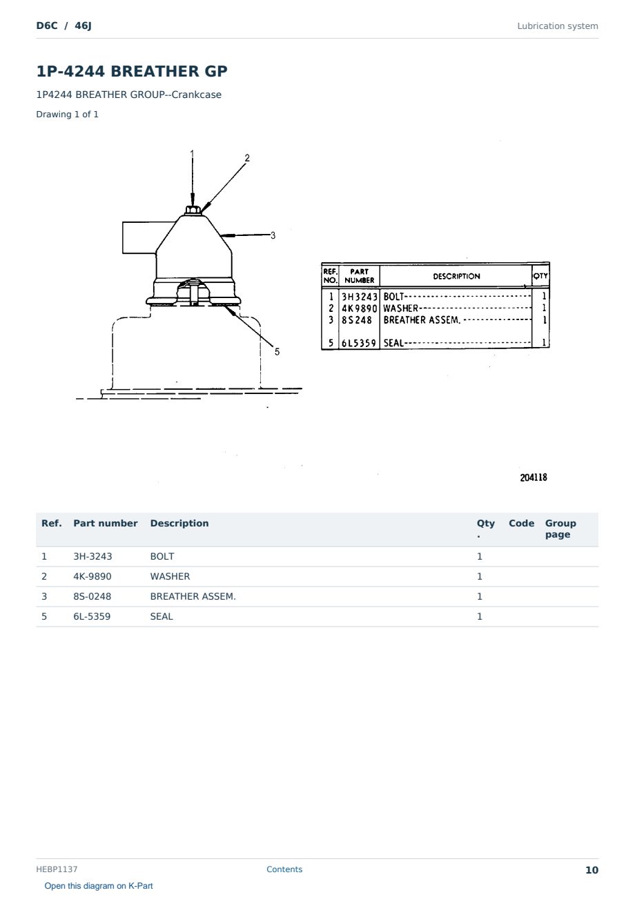 Caterpillar D6C S/N 46J Partsbook HEBP1137 (English) - sample page 10 of 10 Caterpillar D6C S/N 46J Partsbook HEBP1137 (English) - sample page 10 of 10
