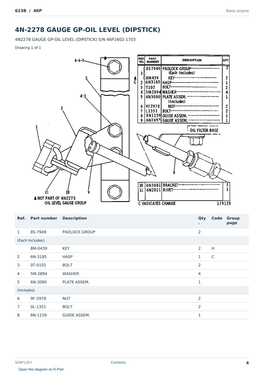 Caterpillar 623B S/N 46P Partsbook SEBP1267 (English) - sample page 4 of 10 Caterpillar 623B S/N 46P Partsbook SEBP1267 (English) - sample page 4 of 10