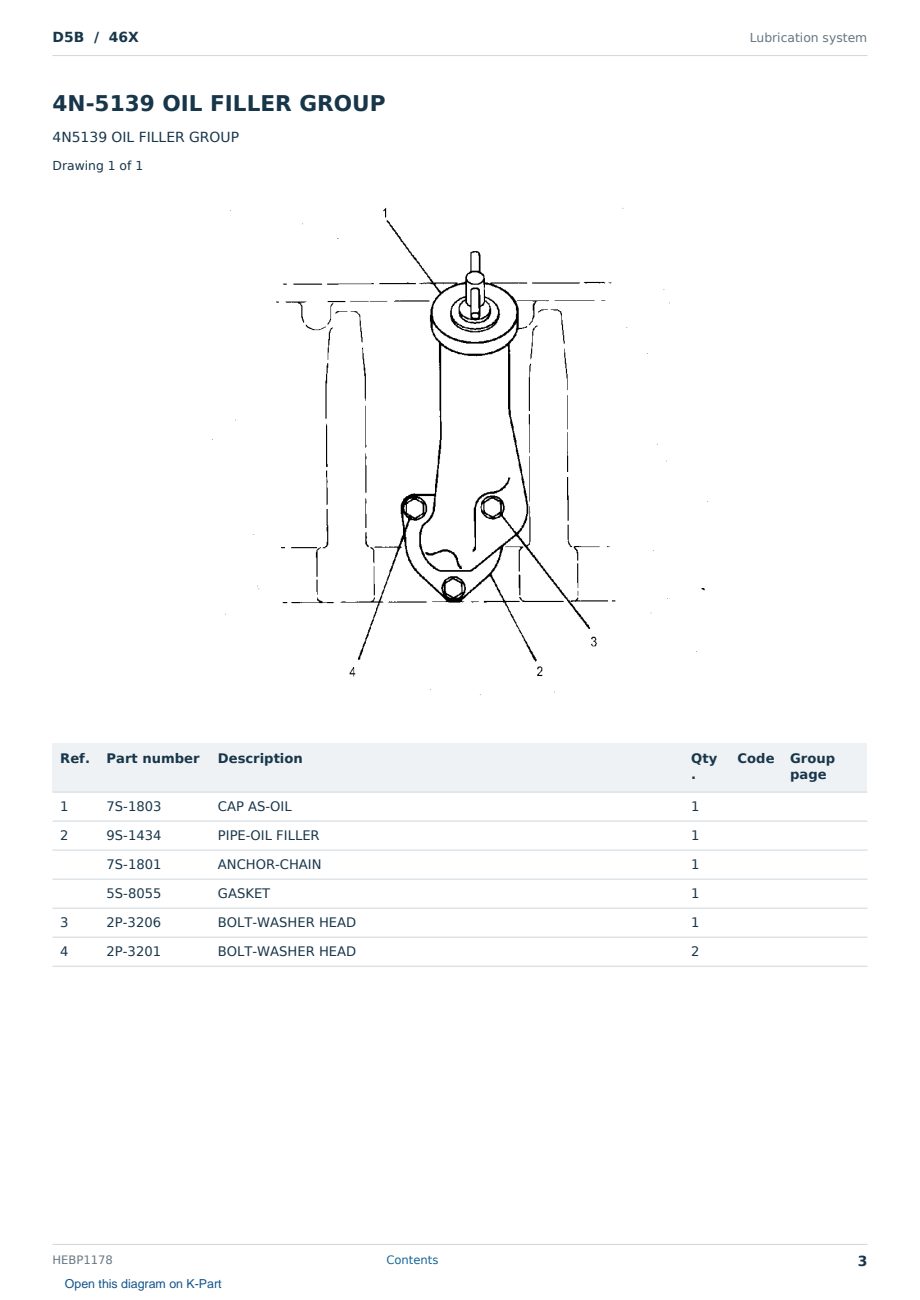 Caterpillar D5B S/N 46X Partsbook HEBP1178 (English) - sample page 3 of 10 Caterpillar D5B S/N 46X Partsbook HEBP1178 (English) - sample page 3 of 10