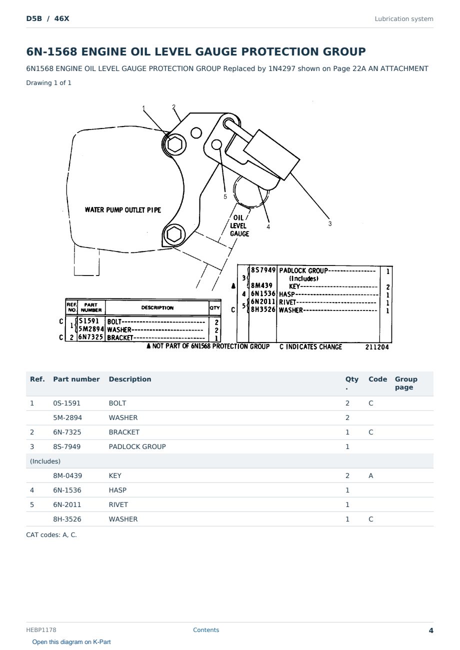 Caterpillar D5B S/N 46X Partsbook HEBP1178 (English) - sample page 4 of 10 Caterpillar D5B S/N 46X Partsbook HEBP1178 (English) - sample page 4 of 10