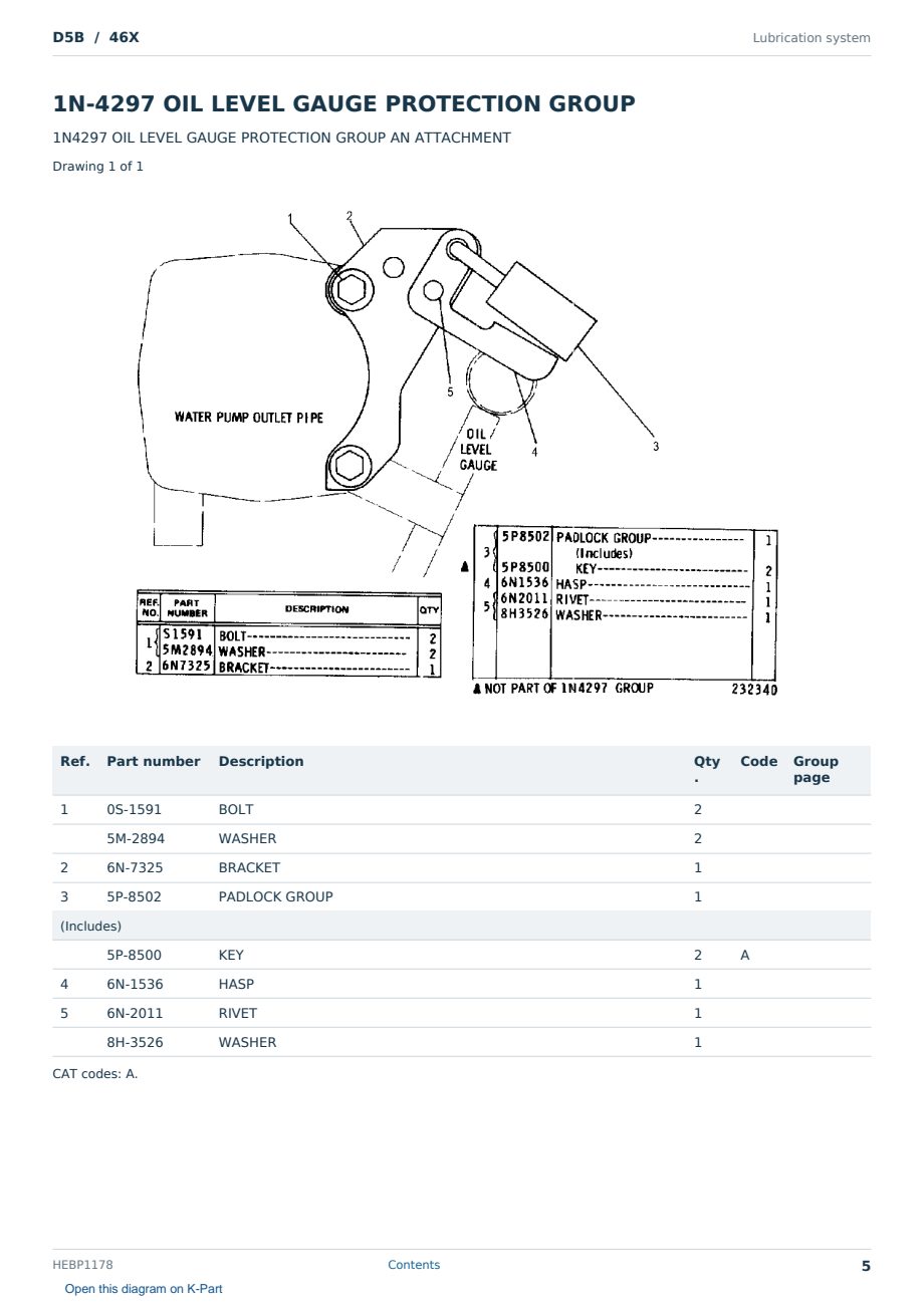 Caterpillar D5B S/N 46X Partsbook HEBP1178 (English) - sample page 5 of 10 Caterpillar D5B S/N 46X Partsbook HEBP1178 (English) - sample page 5 of 10