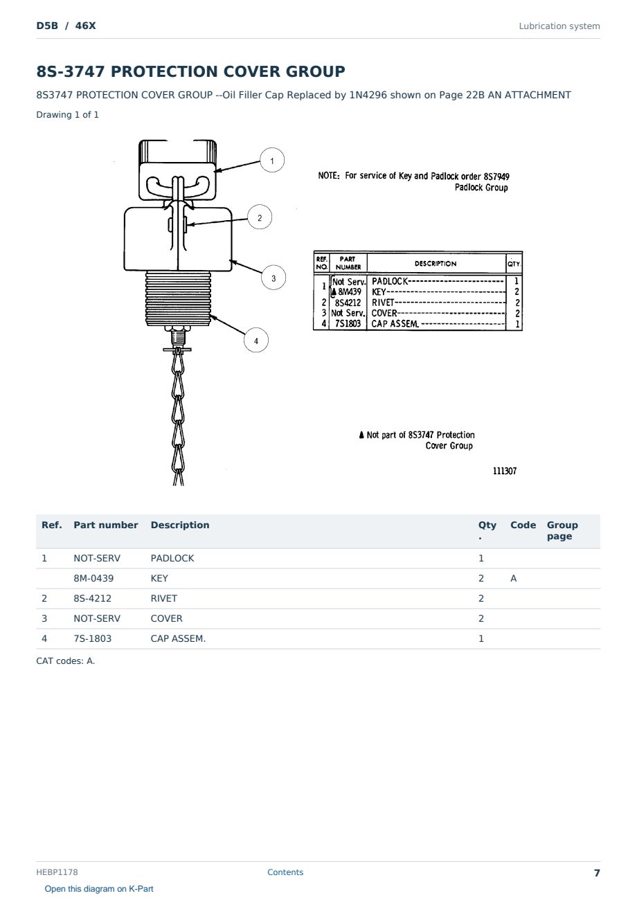 Caterpillar D5B S/N 46X Partsbook HEBP1178 (English) - sample page 7 of 10 Caterpillar D5B S/N 46X Partsbook HEBP1178 (English) - sample page 7 of 10
