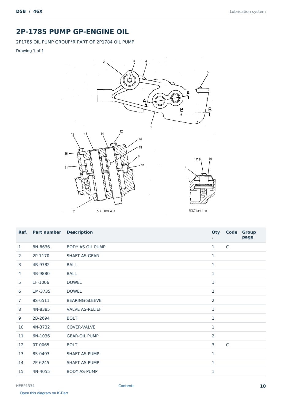 Caterpillar D5B S/N 46X Partsbook HEBP1334 (English) - sample page 10 of 10 Caterpillar D5B S/N 46X Partsbook HEBP1334 (English) - sample page 10 of 10