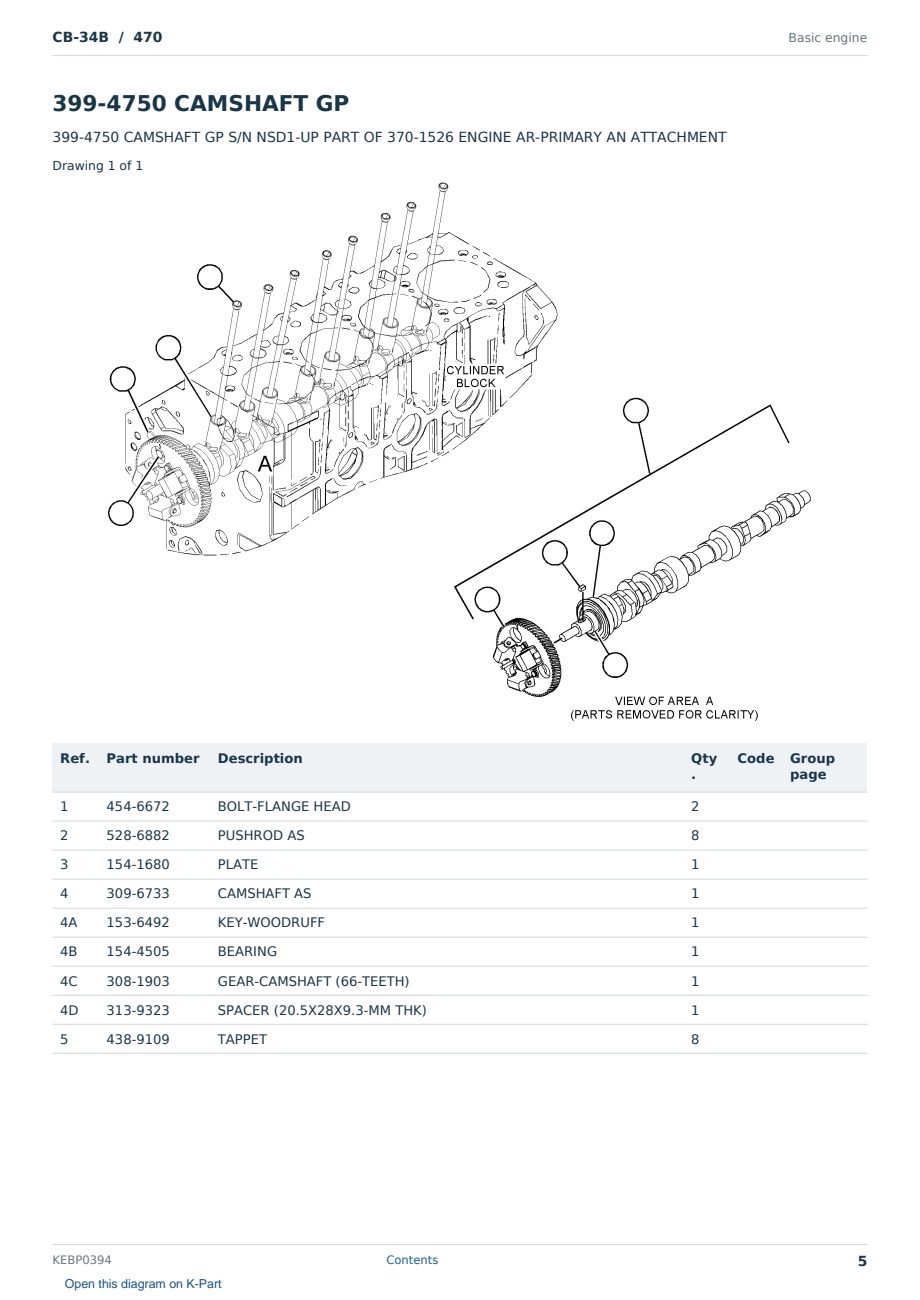 Caterpillar CB-34B S/N 470 Partsbook KEBP0394 (English) - sample page 5 of 10 Caterpillar CB-34B S/N 470 Partsbook KEBP0394 (English) - sample page 5 of 10