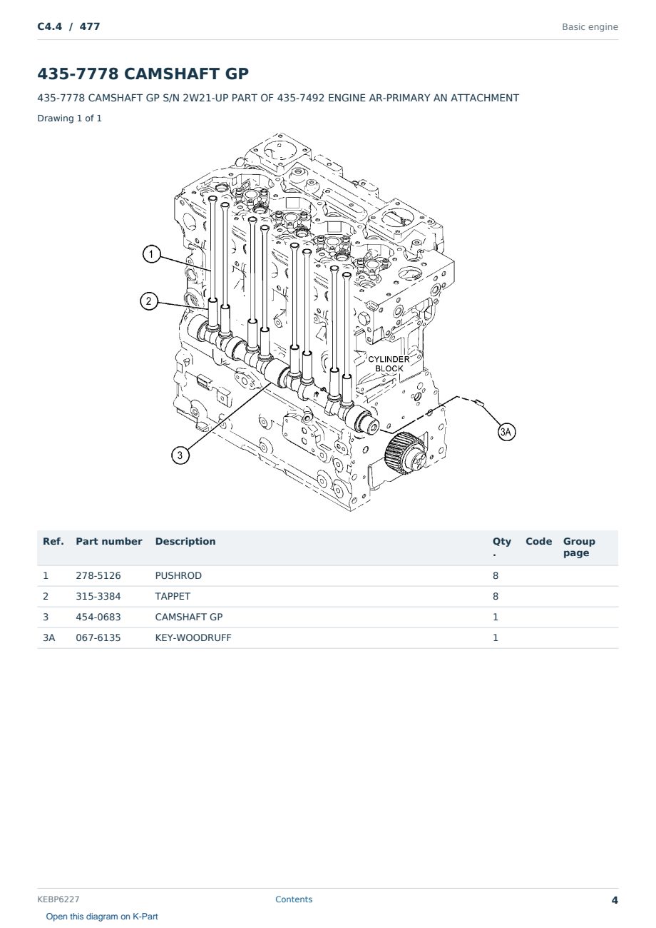 Caterpillar C4.4 S/N 477 Partsbook KEBP6227 (English) - sample page 4 of 10 Caterpillar C4.4 S/N 477 Partsbook KEBP6227 (English) - sample page 4 of 10