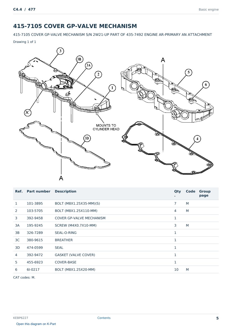 Caterpillar C4.4 S/N 477 Partsbook KEBP6227 (English) - sample page 5 of 10 Caterpillar C4.4 S/N 477 Partsbook KEBP6227 (English) - sample page 5 of 10