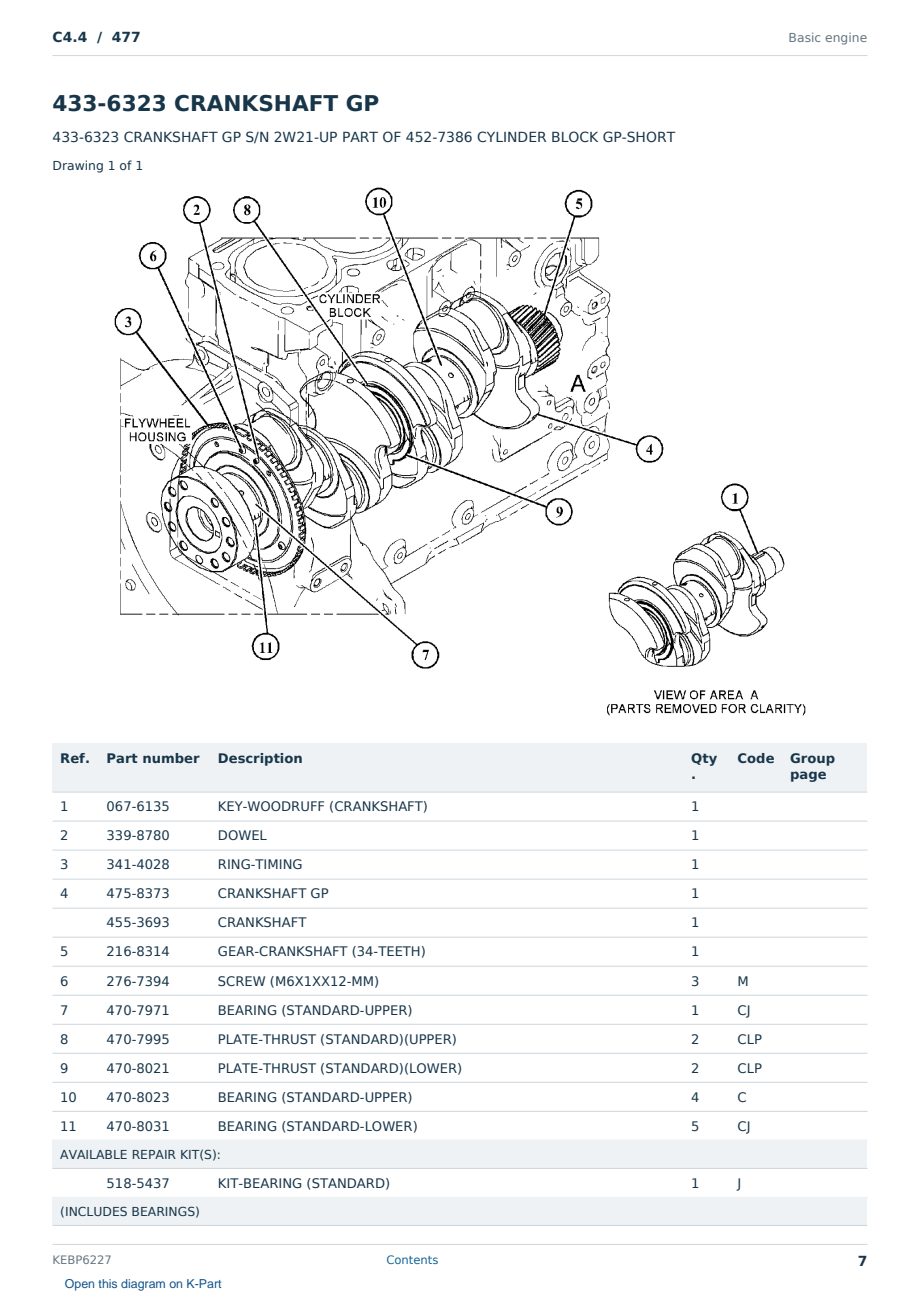 Caterpillar C4.4 S/N 477 Partsbook KEBP6227 (English) - sample page 7 of 10 Caterpillar C4.4 S/N 477 Partsbook KEBP6227 (English) - sample page 7 of 10