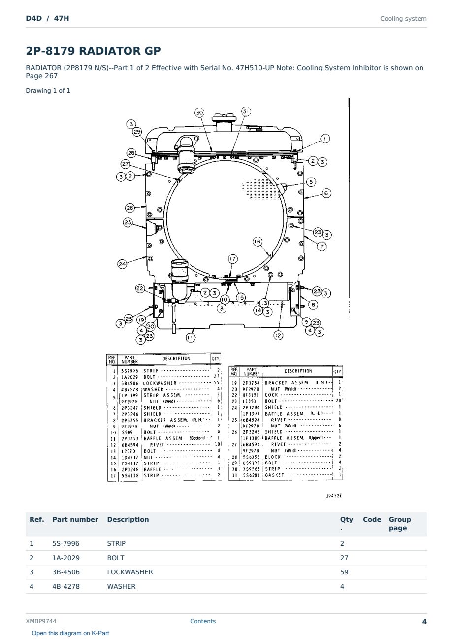 Caterpillar D4D S/N 47H Partsbook XMBP9744 (English) - sample page 4 of 10 Caterpillar D4D S/N 47H Partsbook XMBP9744 (English) - sample page 4 of 10