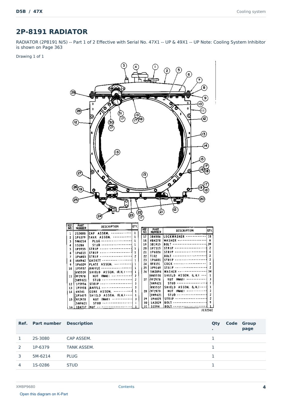 Caterpillar D5B S/N 47X Partsbook XMBP9680 (English) - sample page 4 of 10 Caterpillar D5B S/N 47X Partsbook XMBP9680 (English) - sample page 4 of 10