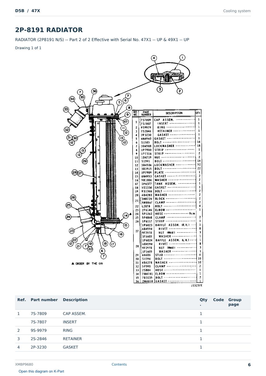 Caterpillar D5B S/N 47X Partsbook XMBP9680 (English) - sample page 6 of 10 Caterpillar D5B S/N 47X Partsbook XMBP9680 (English) - sample page 6 of 10