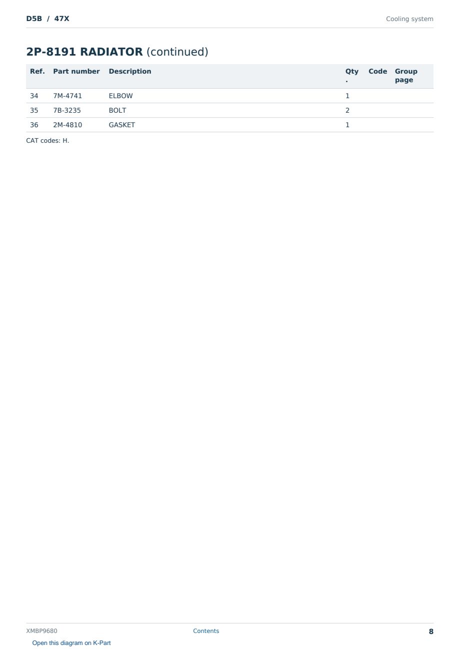 Caterpillar D5B S/N 47X Partsbook XMBP9680 (English) - sample page 8 of 10 Caterpillar D5B S/N 47X Partsbook XMBP9680 (English) - sample page 8 of 10