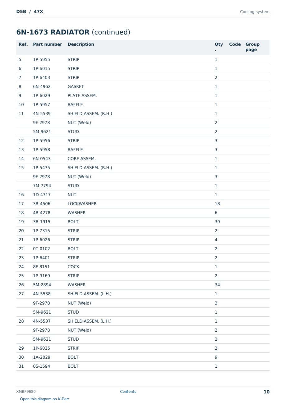 Caterpillar D5B S/N 47X Partsbook XMBP9680 (English) - sample page 10 of 10 Caterpillar D5B S/N 47X Partsbook XMBP9680 (English) - sample page 10 of 10