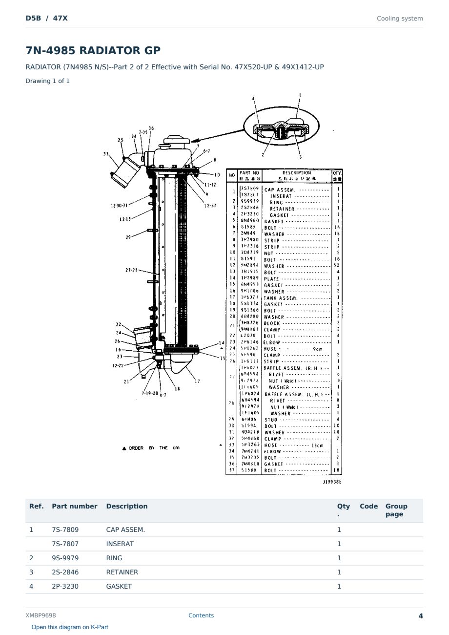 Caterpillar D5B S/N 47X Partsbook XMBP9698 (English) - sample page 4 of 10 Caterpillar D5B S/N 47X Partsbook XMBP9698 (English) - sample page 4 of 10