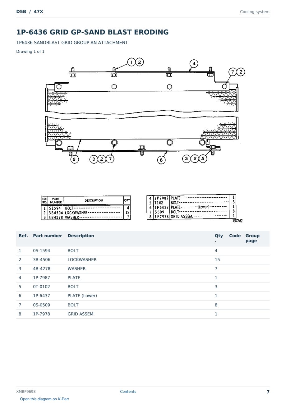 Caterpillar D5B S/N 47X Partsbook XMBP9698 (English) - sample page 7 of 10 Caterpillar D5B S/N 47X Partsbook XMBP9698 (English) - sample page 7 of 10